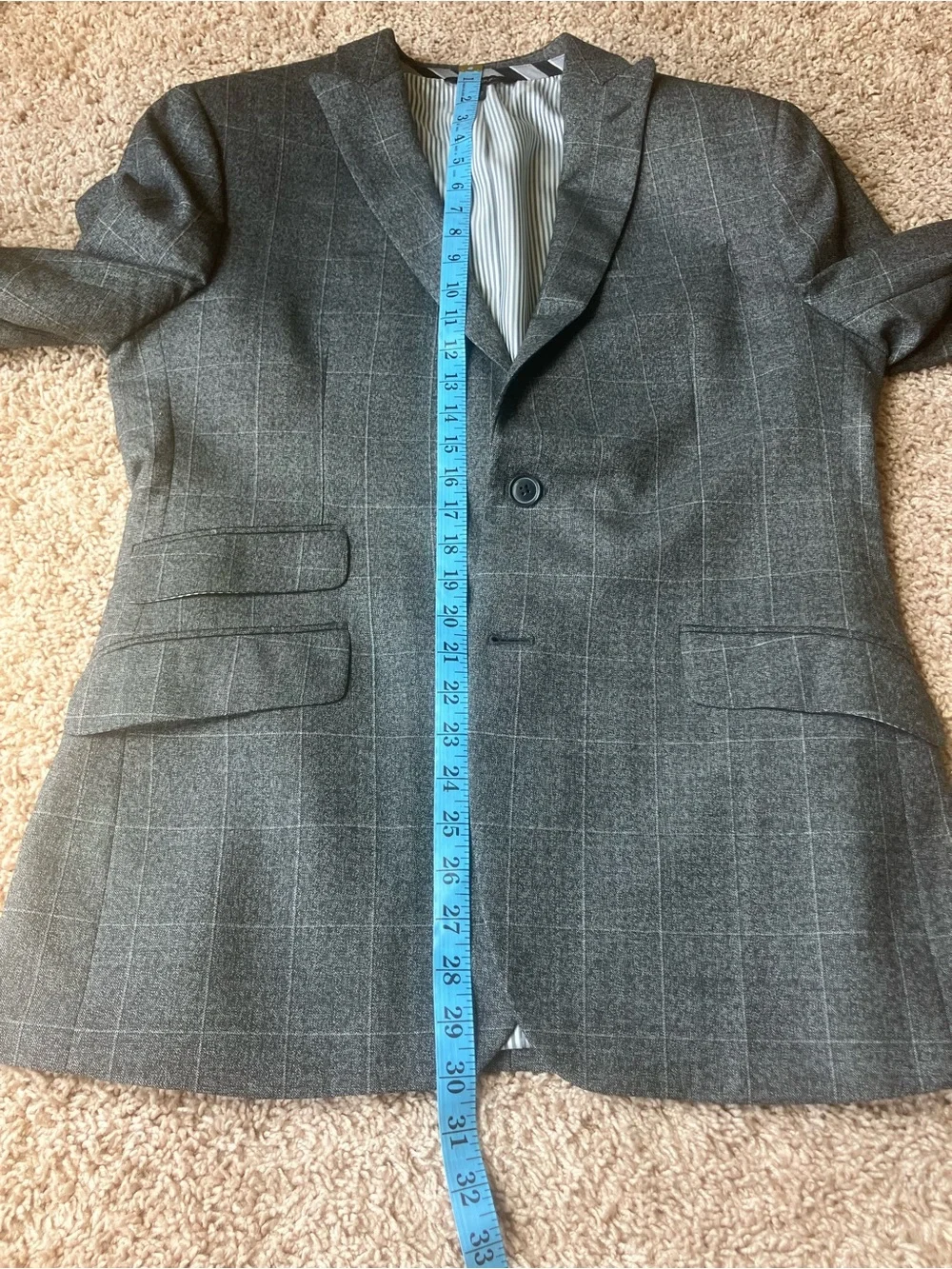 Banana Republic Gray Windowpane Italian Wool Suit